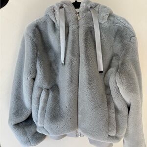 Carbon 38 Cozy Gray Faux Fur Jacket